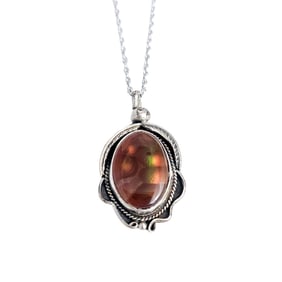 Navajo Fire Agate, Sterling Silver Necklace, Harley Fulton