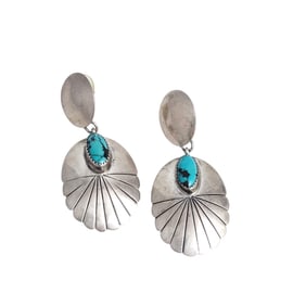 Pair of Turquoise, Sterling Silver, Southwest Style Earrings