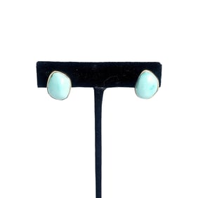 Pair of Turquoise, 14k Yellow Gold Ear Clips
