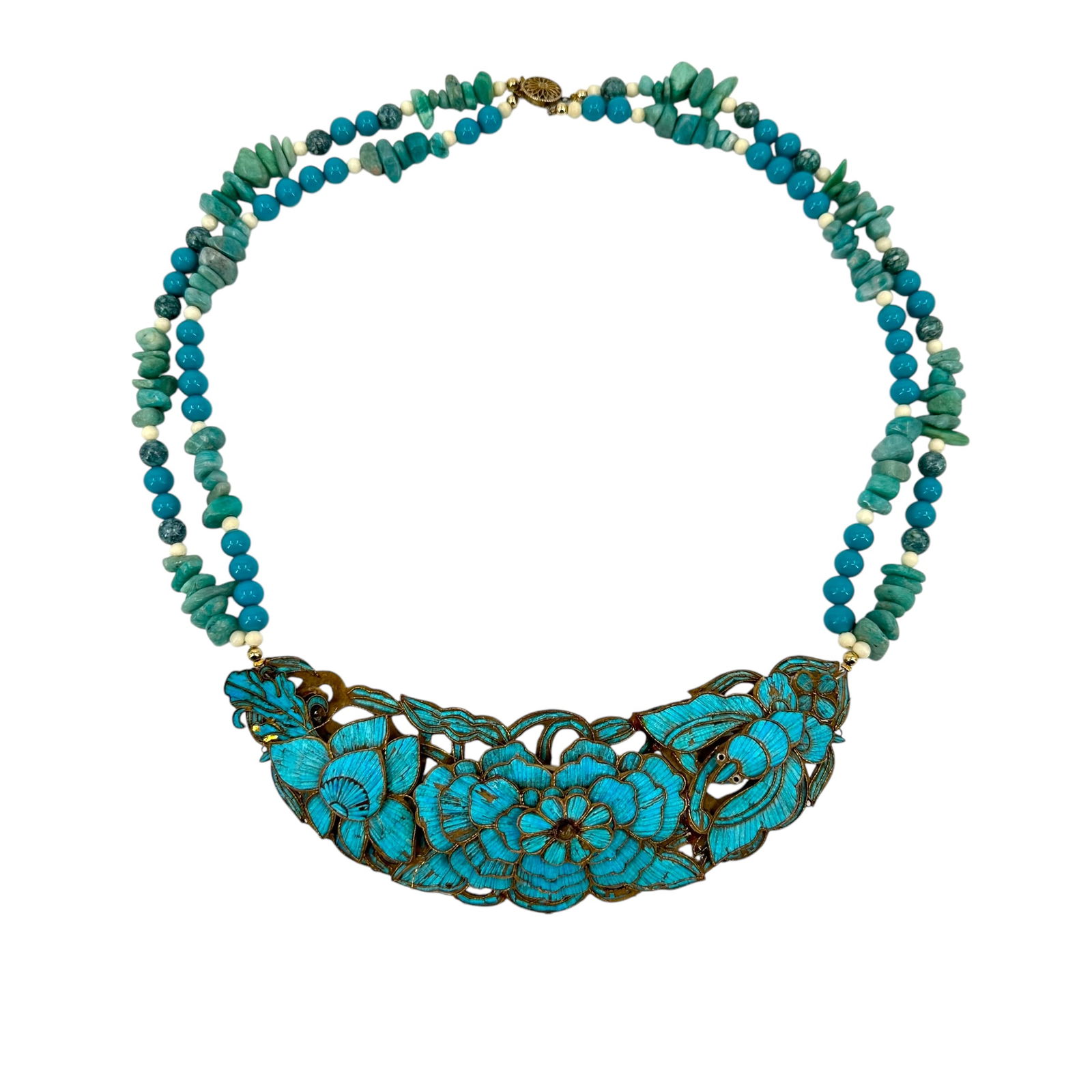 Chinese Kingfisher Feather and Gilt Silver Hair Ornament (Necklace) (1 of 5)