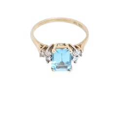 Blue Topaz, Diamond, 14k Yellow Gold Ring