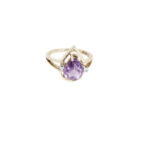 Amethyst, Diamond, 14k Yellow Gold Ring