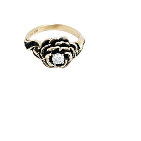 Diamond, Enamel, 14k Yellow Gold Ring