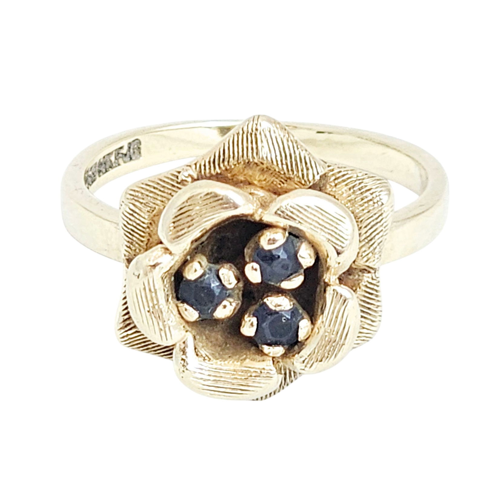Sapphire, 14k Yellow Gold Flower Ring (1 of 6)
