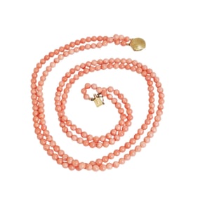 Coral, 14k Yellow Gold Necklace