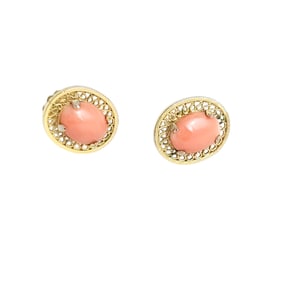 Pair of Coral, 14k Yellow Gold Earrings