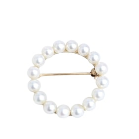 Cultured Pearl, 14k Yellow Gold Circle Pin