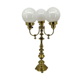 Brass Lamp with Three Glass Bowls