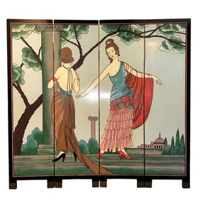 Low Black Screen/Divider with Deco Revival Figures