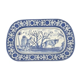20th Century Portuguese Export Blue and White Faience Serving Platter