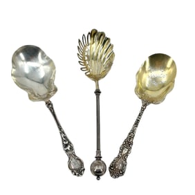 (Lot of 3) Large Serving Spoons, 2 Sterling Silver
