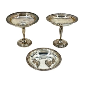 (Lot of 3) Wild Rose International Sterling Silver Tazzas and Bowl