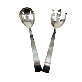 (Lot of 2) Pair of Royal Hickman Three Crown Silver Co. Silverplate Salad Servers