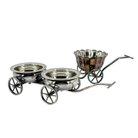 Wheeled Silverplate Mobile Table Decor