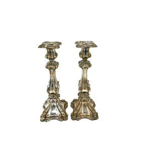 Pair of 19th Century Continental .750 Silver Candlesticks