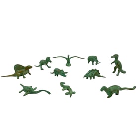(Lot of 10) 20th Century Sell Rite Gifts Patinated Metal Dinosaur Figurines - AMNH