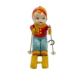 1940's J.Chien and Co. "Boy Skier" Wind Up Toy
