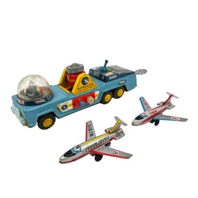(Lot of 3) Japanese Made Vintage Tin Toys inc. Yonezawa Satellite Launch Truck