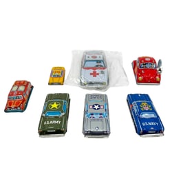 (Lot of 7) Vintage Japanese Made Tin Toy Cars