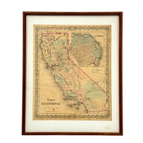 1855 Colton Cartographic Color Map of California and San Francisco