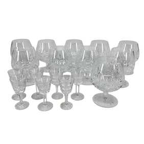 (Lot of 17) Waterford Lismore Pattern Brandy Snifters and Sherry Cordial Glasses