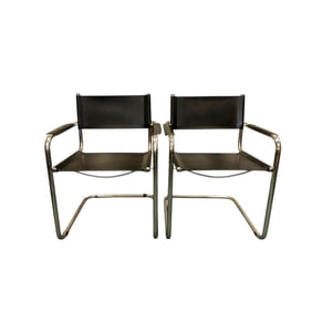 (Lot of 2) Marcel Breuer MG5 s34 Cantilever Black Leather and Chrome Chairs