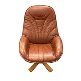 Vintage Leather & Wood Recliner Scandinavian Style