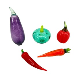 Group of 5 Glass Fruit and Vegetables