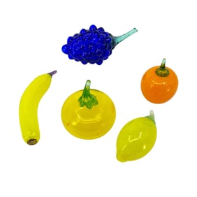 Group of 5 Glass Fruit and Vegetable Decorative Objects