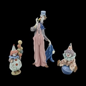 Group of 3 Lladro Spanish Porcelain Clown Figurines