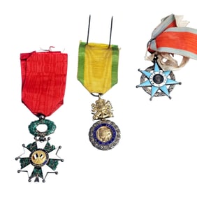 Collection of Three French Silver, Enamel Military Medals