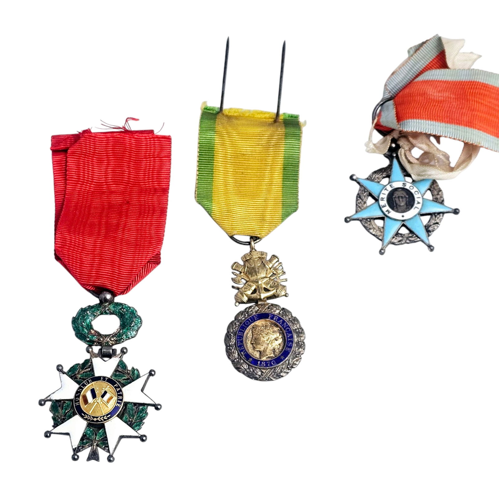 Collection of Three French Silver, Enamel Military Medals (1 of 7)