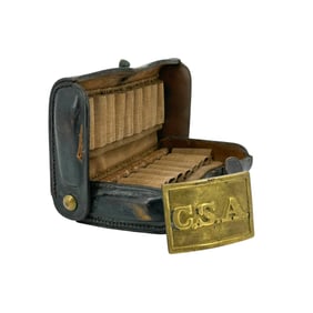 Civil War Era Ammunition Case and CSA Belt Buckle