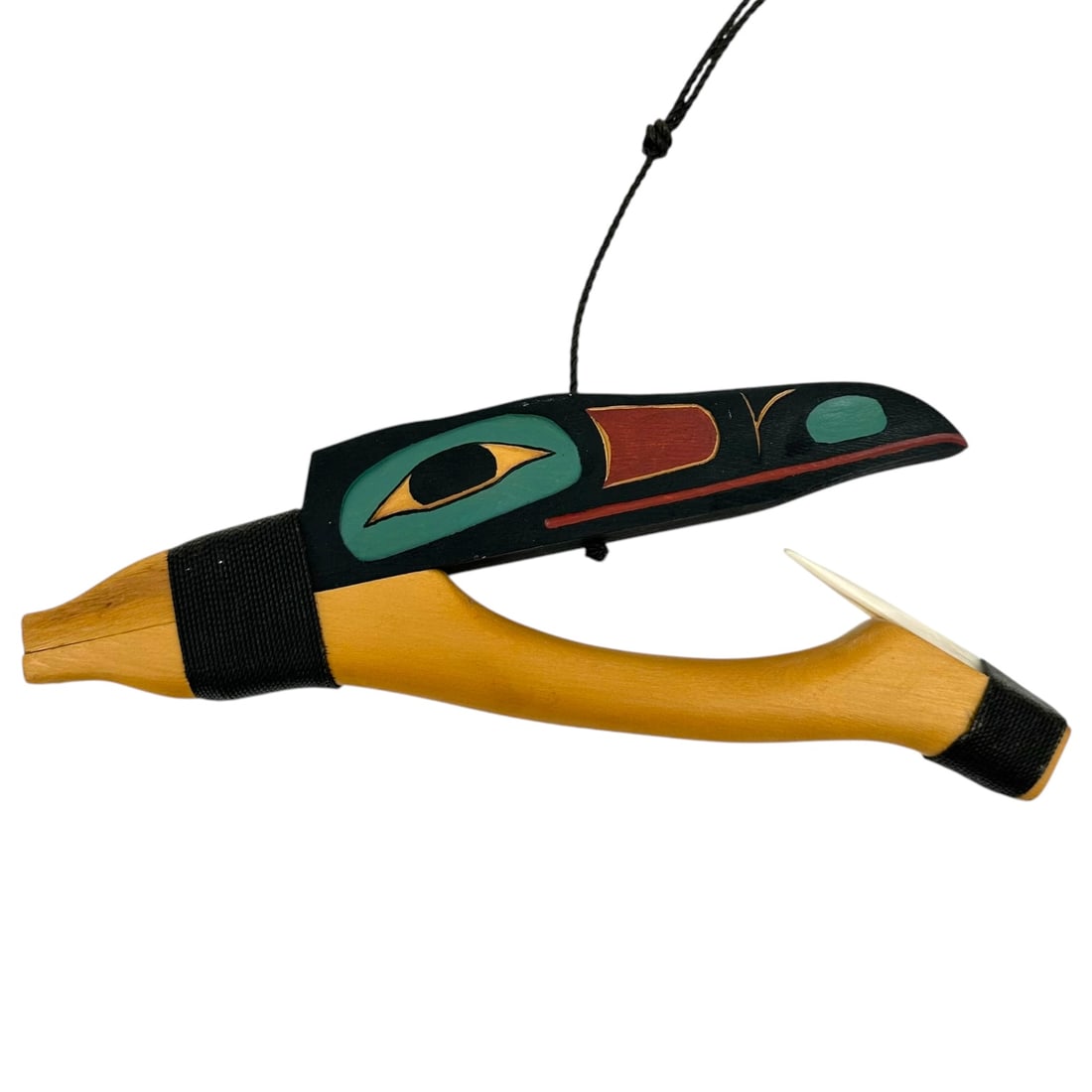 Late 20th Century Pacific Northwest carved wood and painted raven form fishing lure (1 of 5)