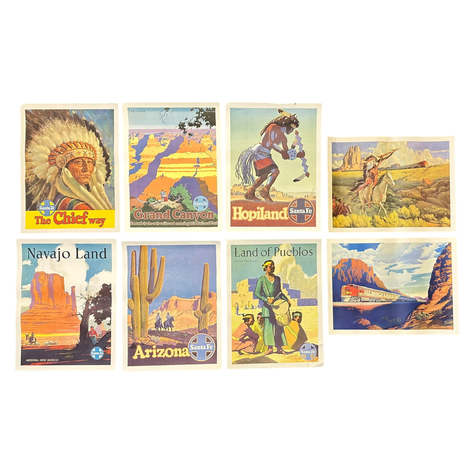 (Lot of 8) Atchison, Topeka and Santa Fe Railway Co. American Southwest advertising posters (1 of 7)