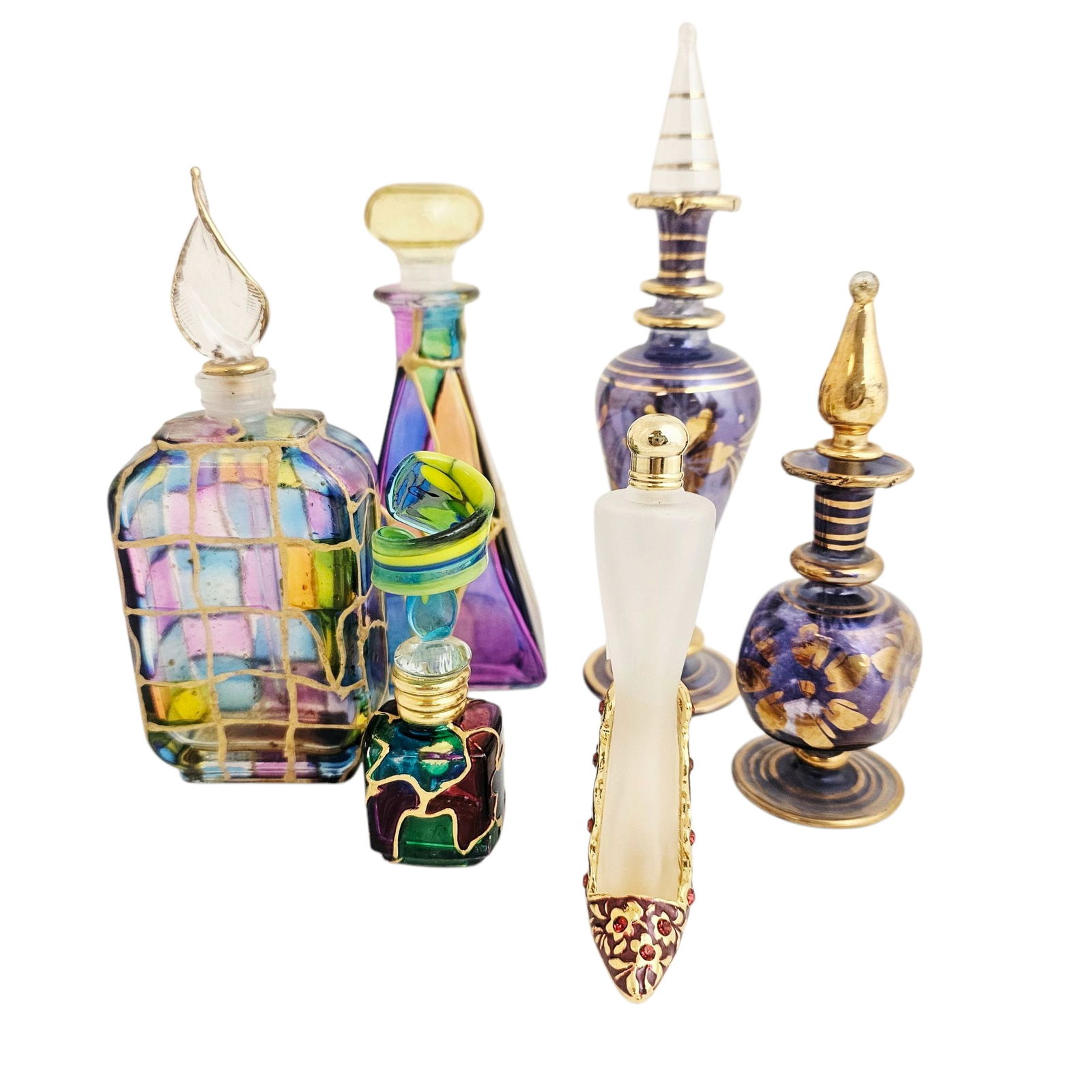 (Lot of 6) 20th Century Egyptian Glass Perfume Bottles (1 of 4)