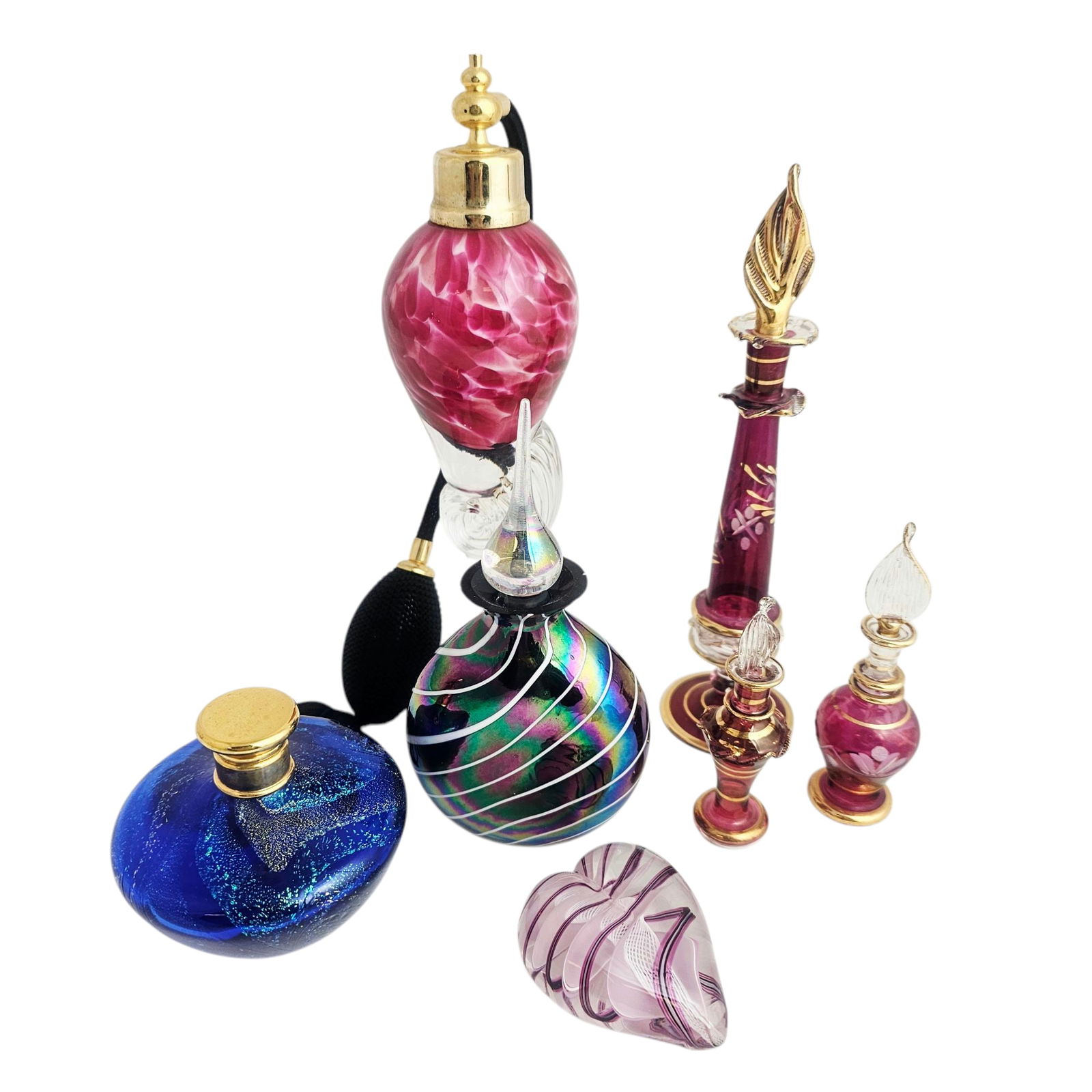 (Lot of 7) 20th Century Glass Perfume Bottles and Paperweight (1 of 5)