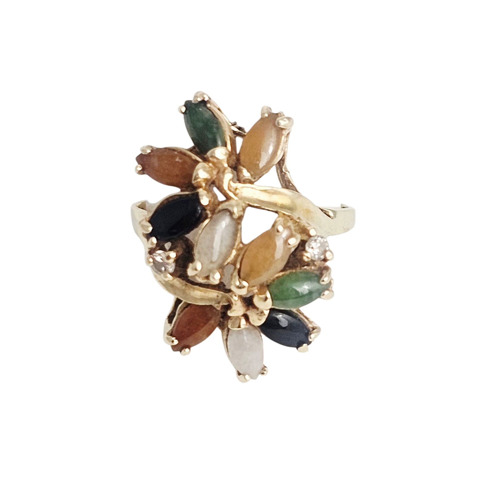 Jade, Diamond, 14k Yellow Gold Ring (1 of 5)