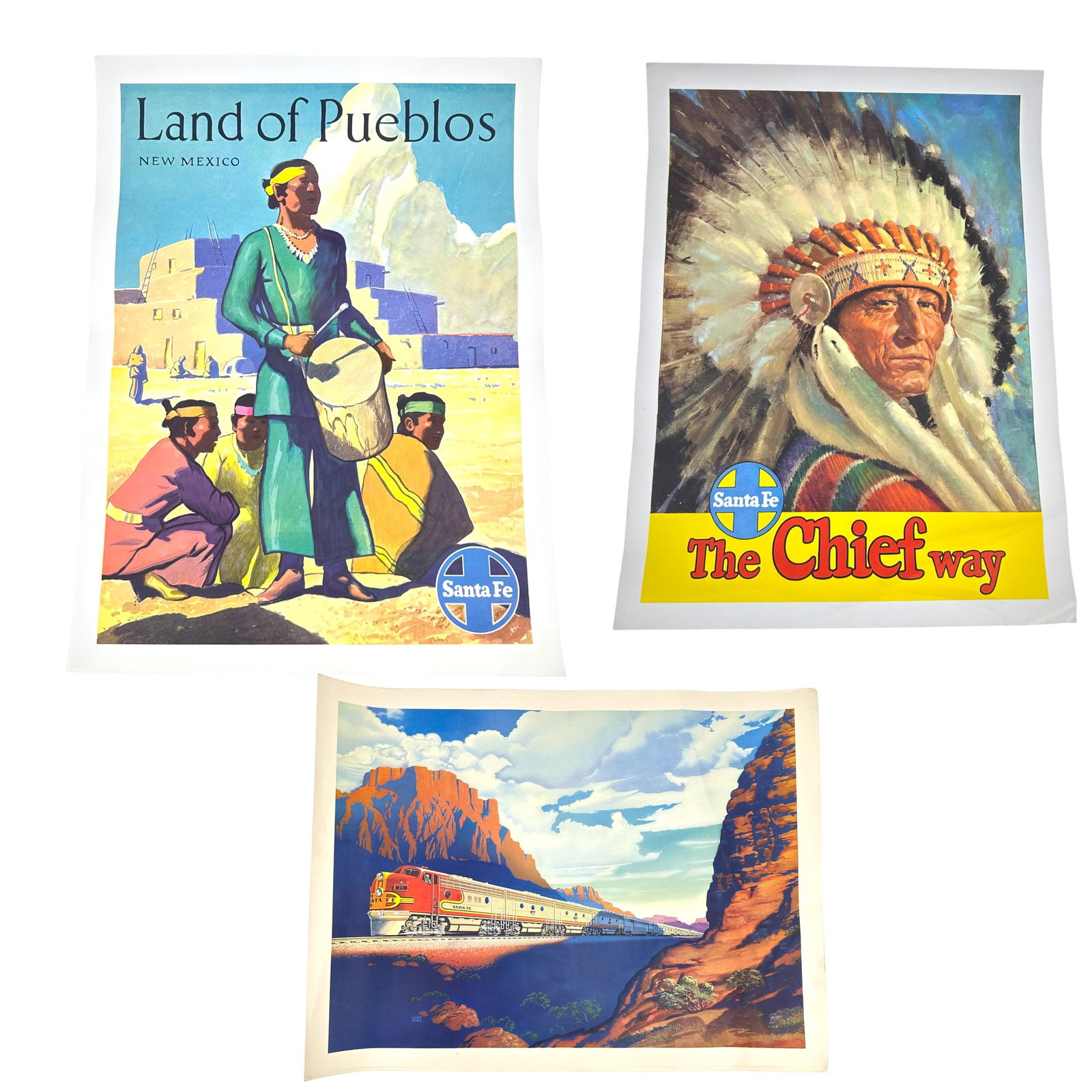 (Lot of 3) Atchison, Topeka and Santa Fe Railway Co. American Southwest advertising posters (1 of 6)
