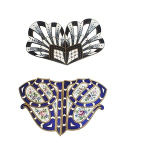 Collection of Two Enamel circa 1930s/40s Sash Buckles