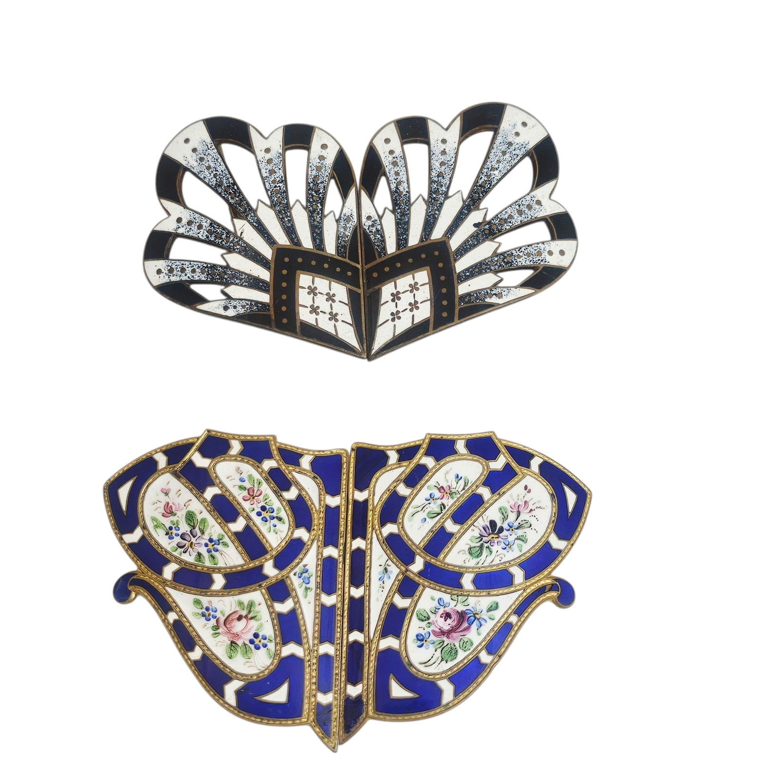 Collection of Two Enamel circa 1930s/40s Sash Buckles
