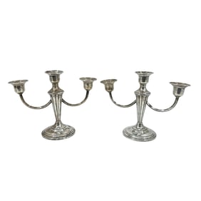 Pair of Weighted Sterling Elgin Silver Co. 3-Taper Candelabra