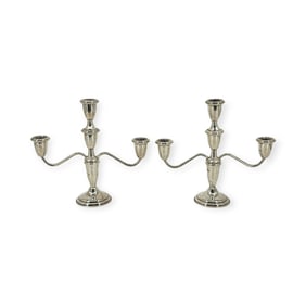 Pair of American Empire Sterling Co. Weighted Sterling Silver Candelabra