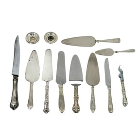 (Lot of 13) Assorted Weighted Sterling Silver Servers and Knives