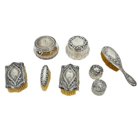 (Lot of 8) Associated Late 19th/Early 20th Century Sterling Silver Vanity Table Articles