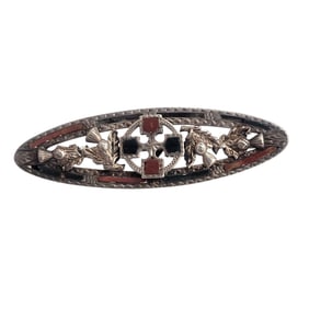 Victorian Sterling Scottish Jasper & Bloodstone Brooch
