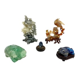 (Lot of 5) Mid-Late 20th Century Assorted Stone Carvings