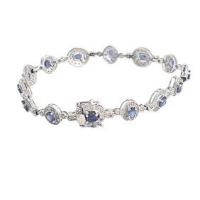 Diamond, Sapphire, 14k White Gold Bracelet