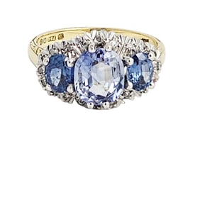 Sapphire, Diamond, Platinum, 18k Ring
