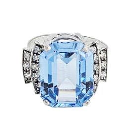 Diamond, Synthetic Spinel, 18k White Gold Ring